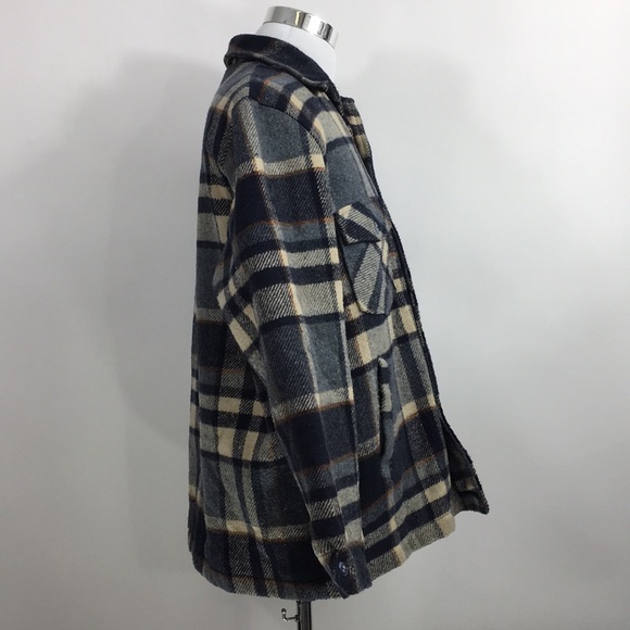 Vintage Outerwear From Sears Blue Plaid Heavy Coat - Picture 2 of 13